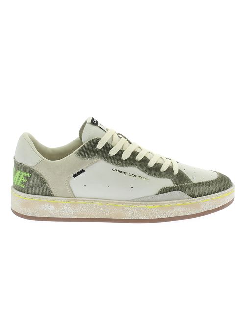 Chelsea sneakers da uomo in pelle bianca e tela verde CRIME LONDON | 1420110